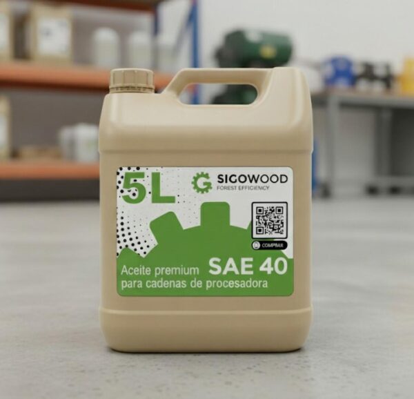 Aceite premium SAE 40 para cadenas de motosierra y procesadora. 200 latas de 5L. Porte y Sigaus incluidos