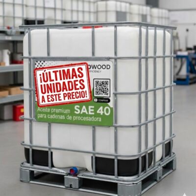 Aceite premium SAE 40 para cadenas de motosierra y procesadora. Tanque de 1000L Porte y Sigaus incluidos