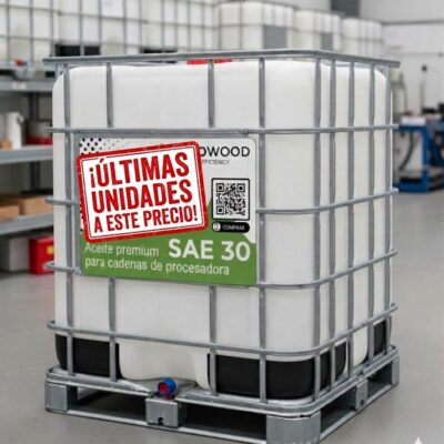 Aceite premium SAE 30 para cadenas de motosierra y procesadora. Tanque de 1000L Porte y Sigaus incluidos