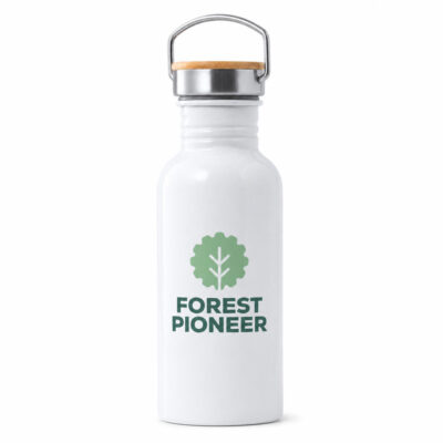 Bouteille d'eau rétro personnalisée en acier inoxydable et bambou (750 ml) avec design imprimé à 360° (couleur sur toute la surface)