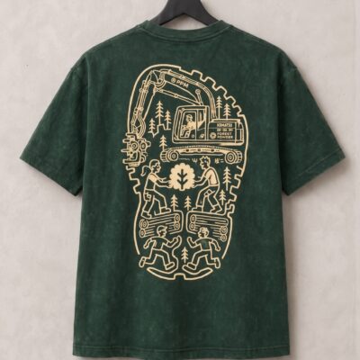 Camiseta Verde Oscuro "Edición Ilustración Espalda" FP - Unisex talla XL